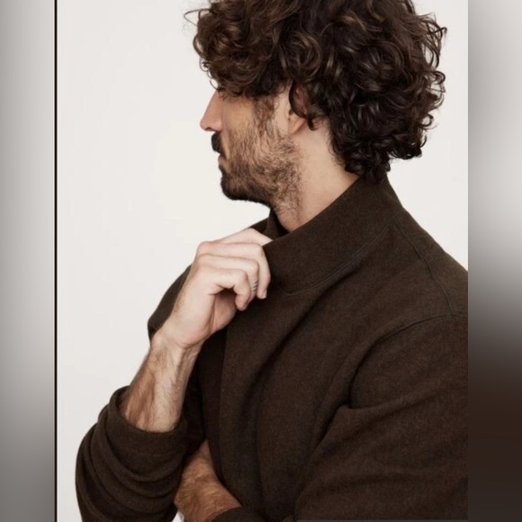 Banana Republic Men's Brushed Mock-Neck Polyester Wool Sweater L Brown 587771 - Picture 3 of 9